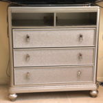 Hollywood Glam Style Silver 3 Drawer Entertainment Chest