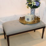 Louis XVI Style Bench With Mini Gingham Check Upholstery